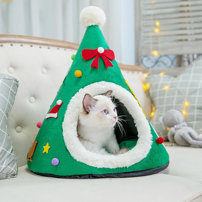 Tepee de algodón para mascotas pequeñas navideño