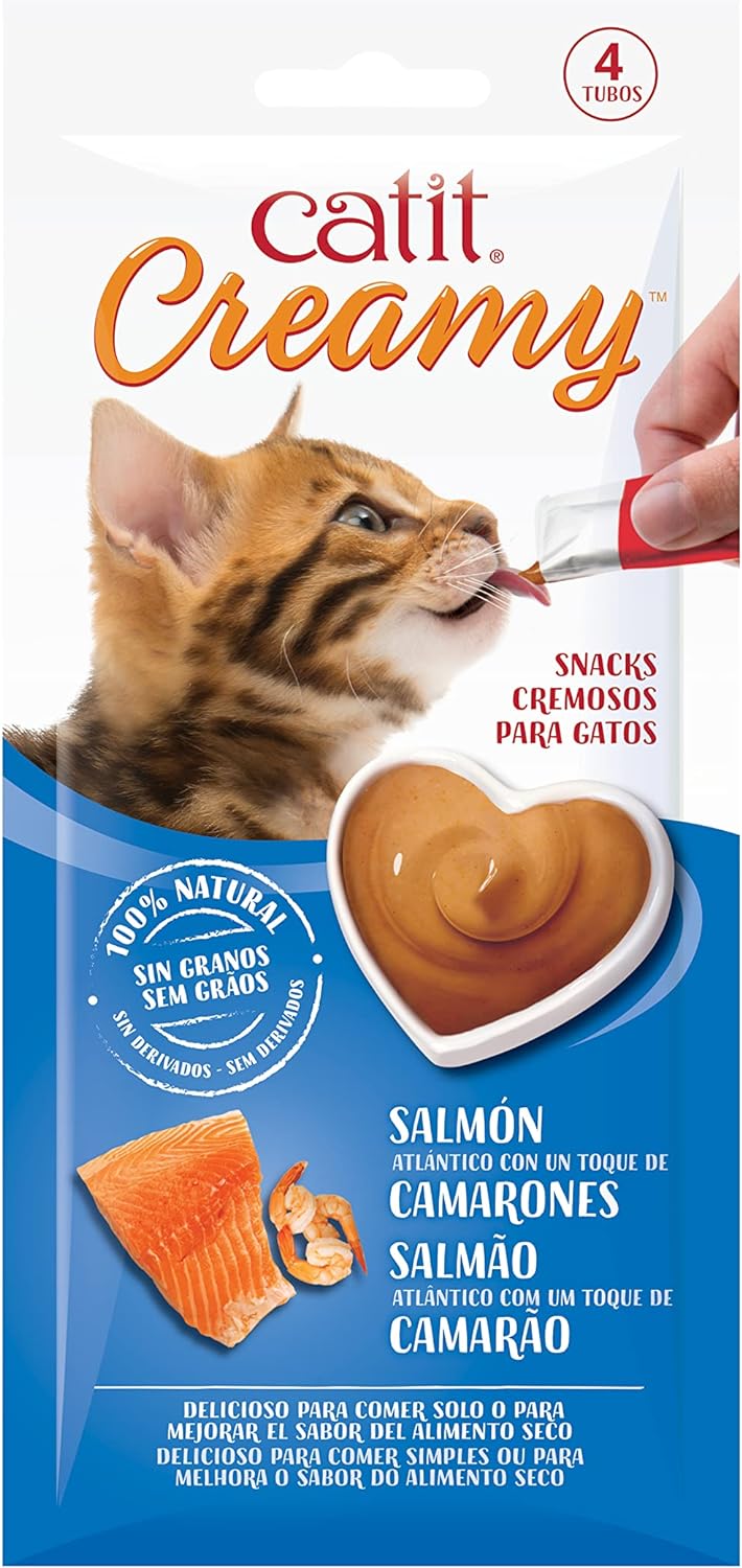 Snacks para Gato Catit Creamy: Salmón con un toque de camarones 75gr