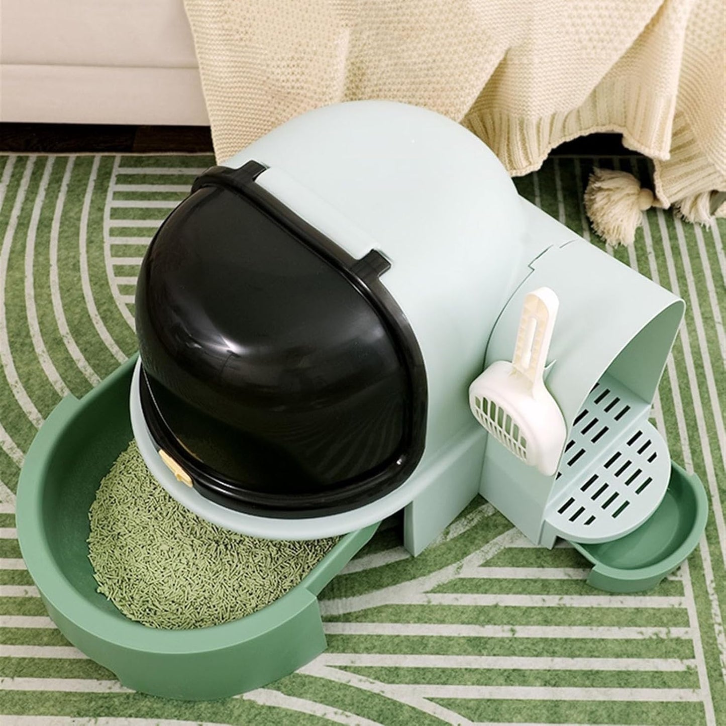 Arenero cerrado estilo capsula negro