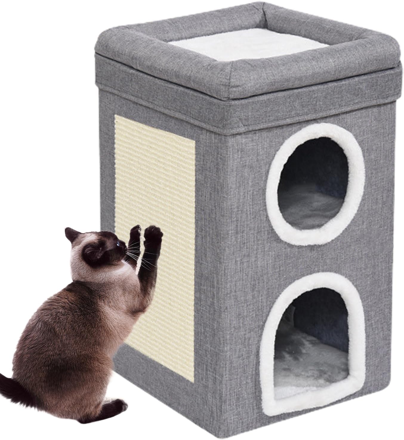 Casa para gatos plegable con rascador