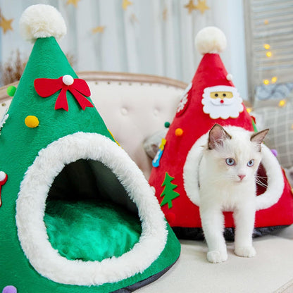 Tepee de algodón para mascotas pequeñas navideño