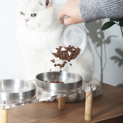 Comedero elevado de vidrio doble