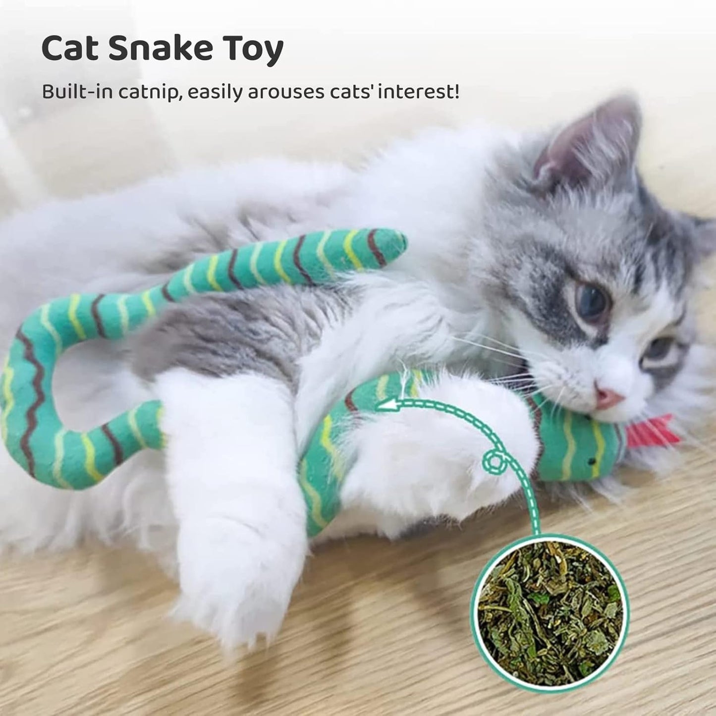 Juguete para gatos de peluche con catnip estilo serpiente