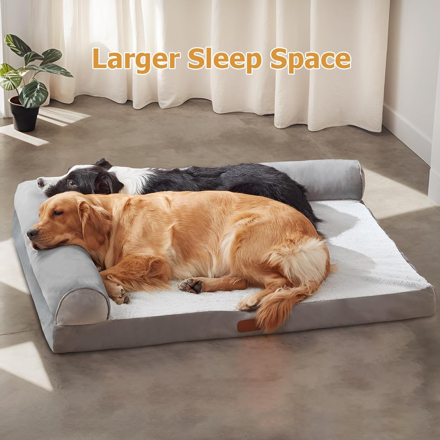 Cama ortopédica en forma de L para perros de espuma viscoelástica