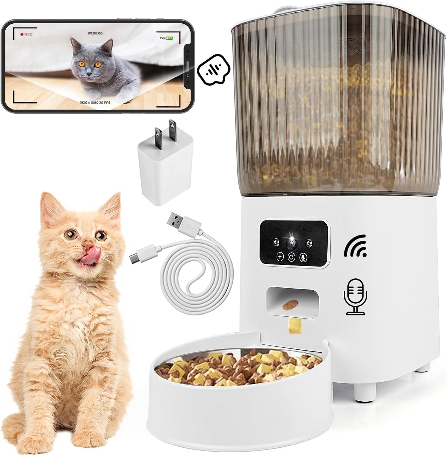 Dispensador de comida automático multifunción con cámara 5L