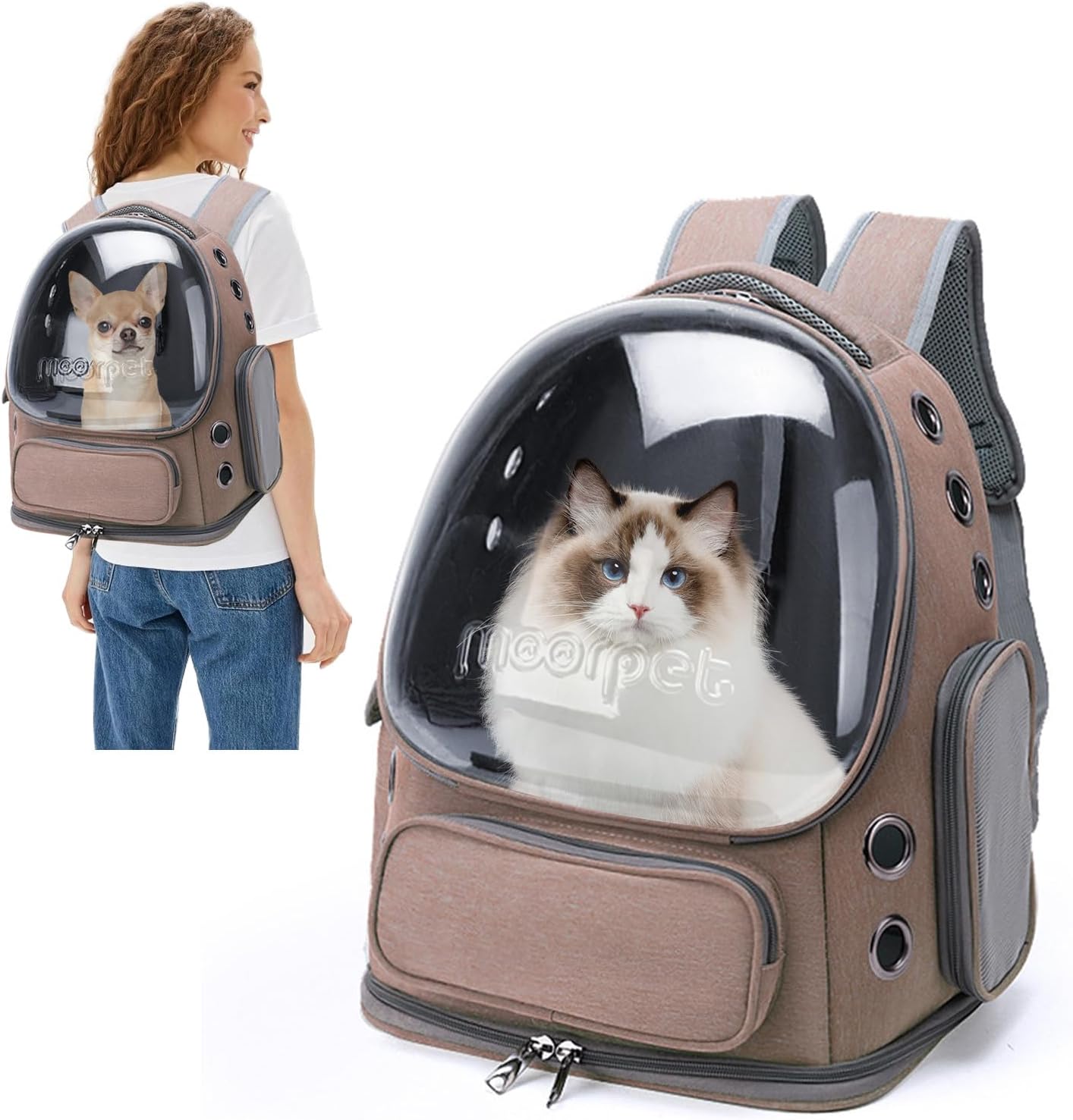 Mochila burbuja transportadora para perros y gatos
