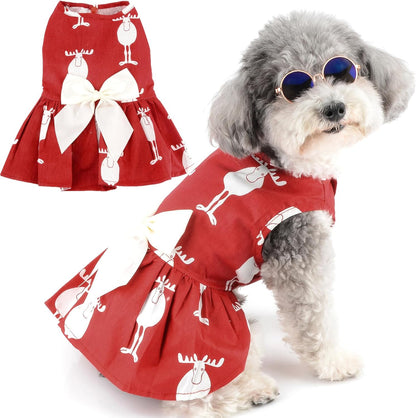 Vestido con lazo de navidad para mascotas