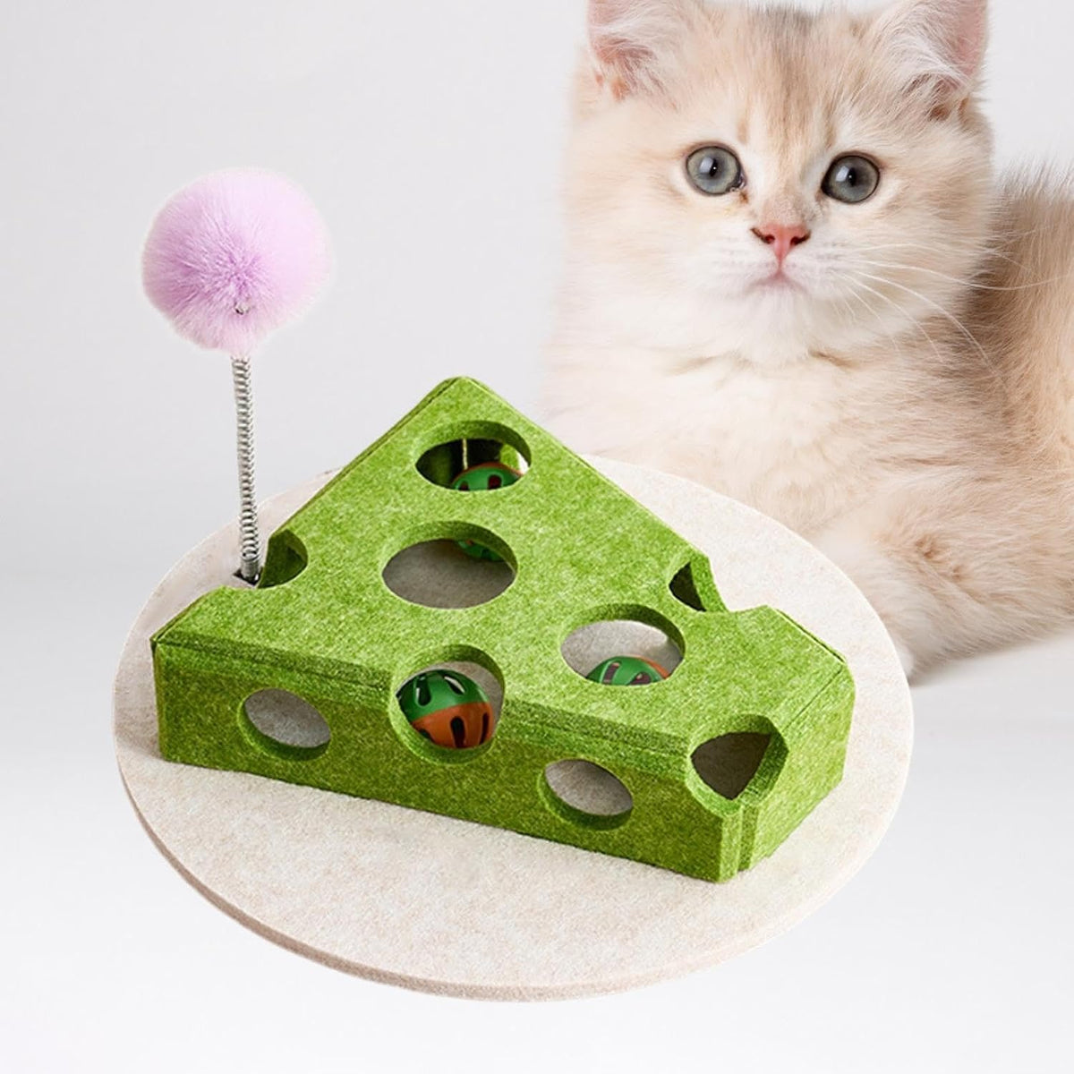 Juguete de gato queso verde fieltro