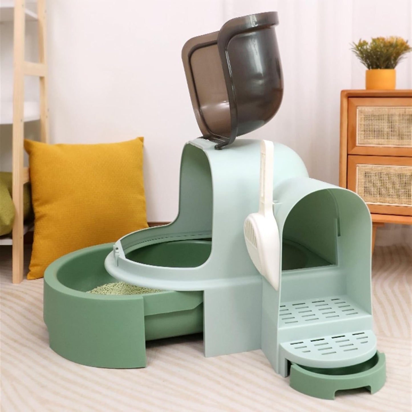 Arenero cerrado estilo capsula negro