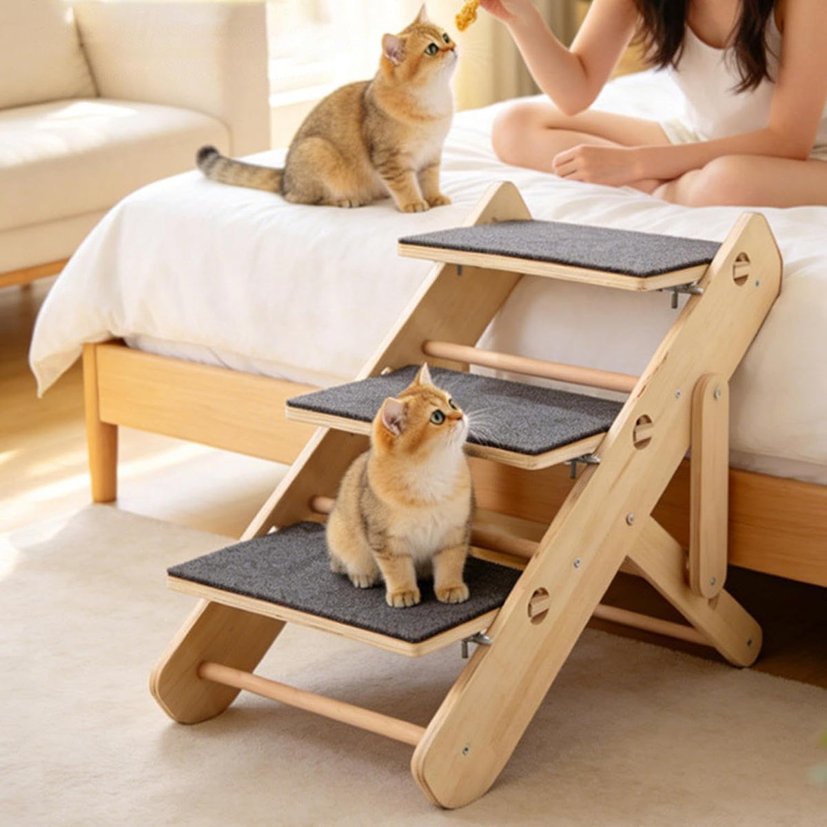 Escalera y rampa plegable para mascotas modelo #2 (40cm de alto)