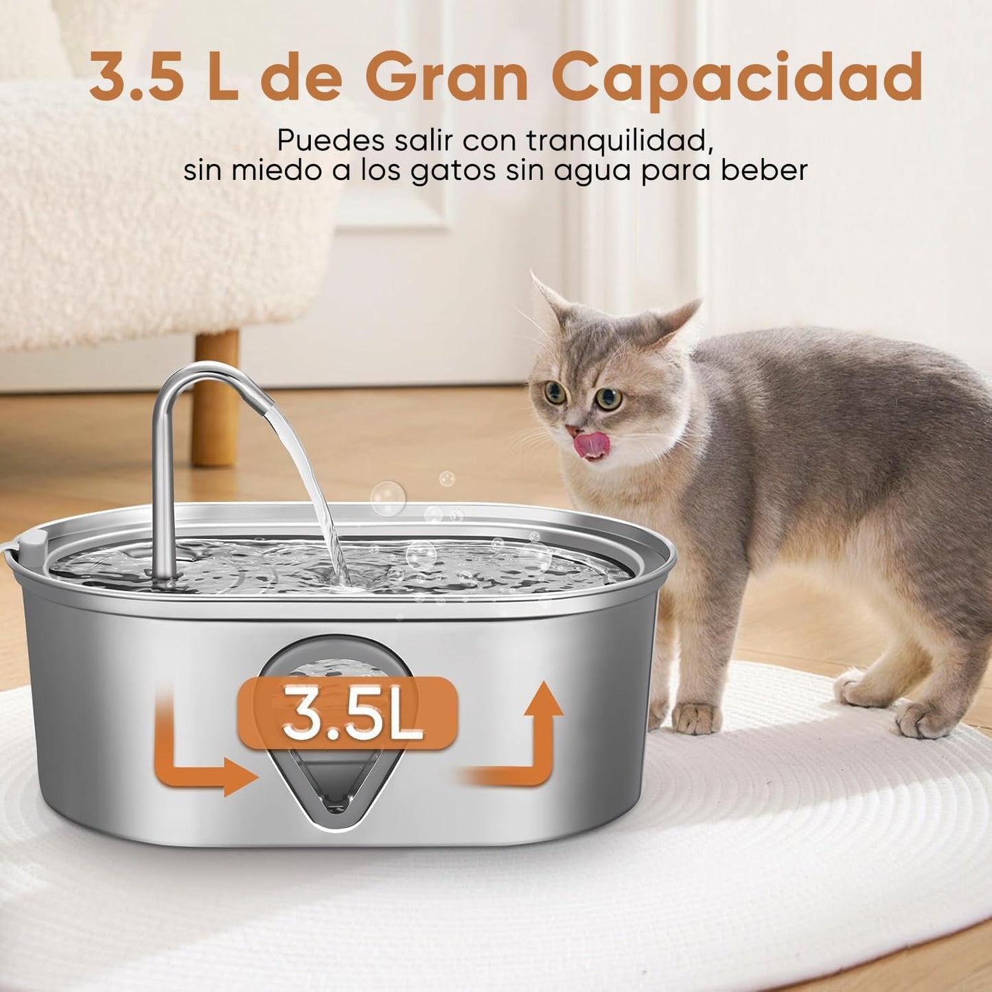 Fuente eléctrica de acero para mascotas 3.2 litros Modelo WF170
