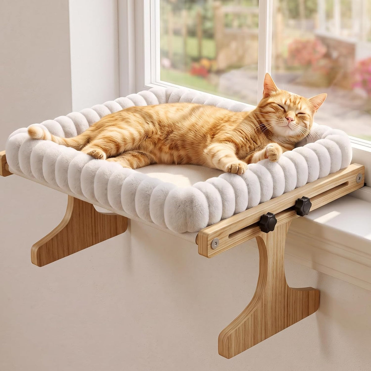 Cama colgante de madera para gatos (Soporta hasta 20kg)