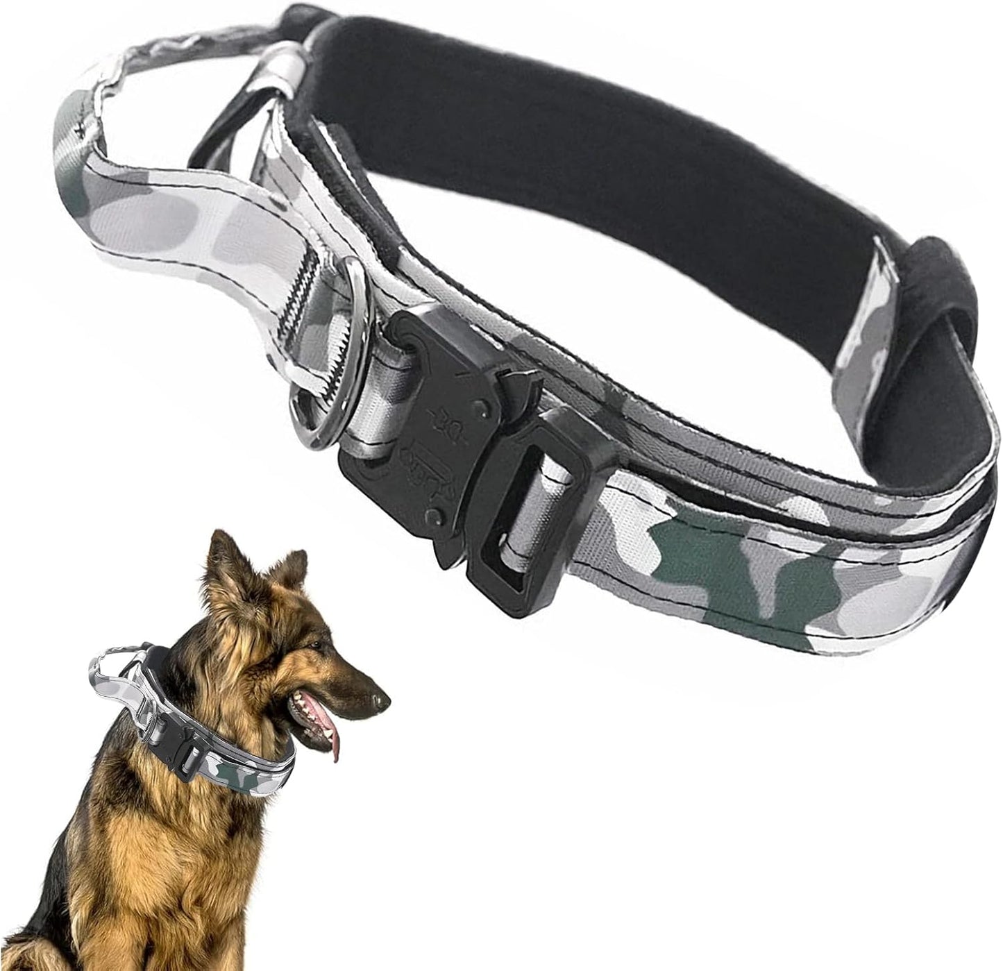 Collar de nailon táctico con hebilla para razas grandes