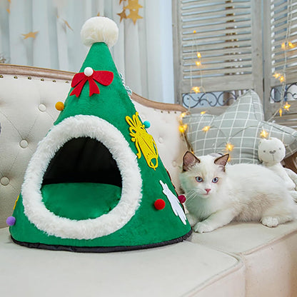 Tepee de algodón para mascotas pequeñas navideño