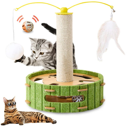 Rascador de fieltro para gatos con ratones de juguetes RF01