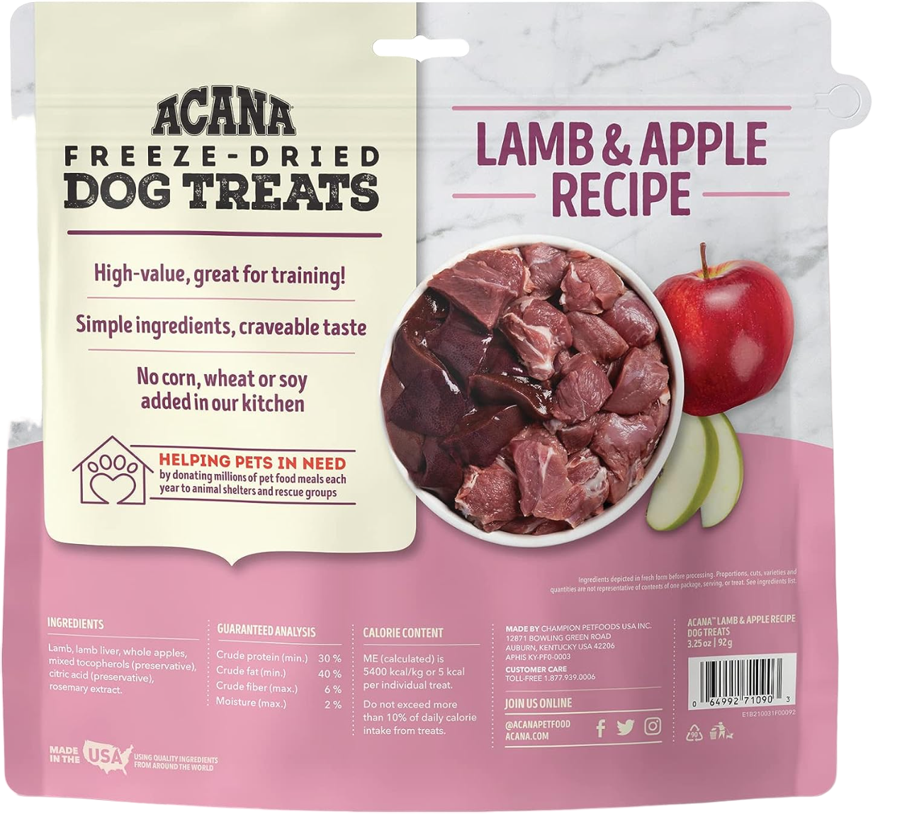 Snacks para Perro Acana: Receta Cordero y Manzana 1.25OZ