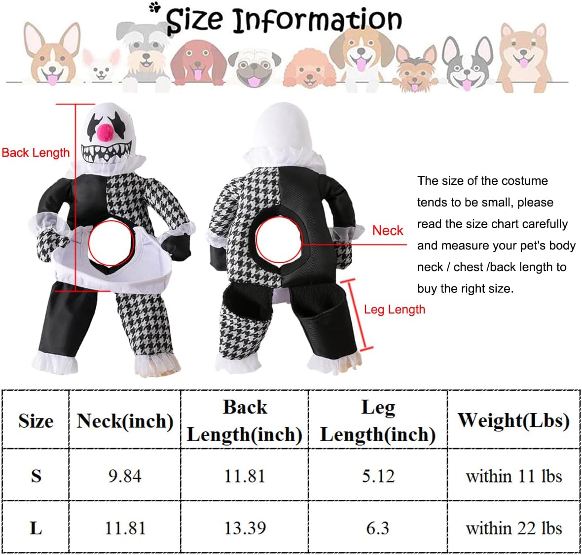 Disfraz Halloween de payaso para mascotas