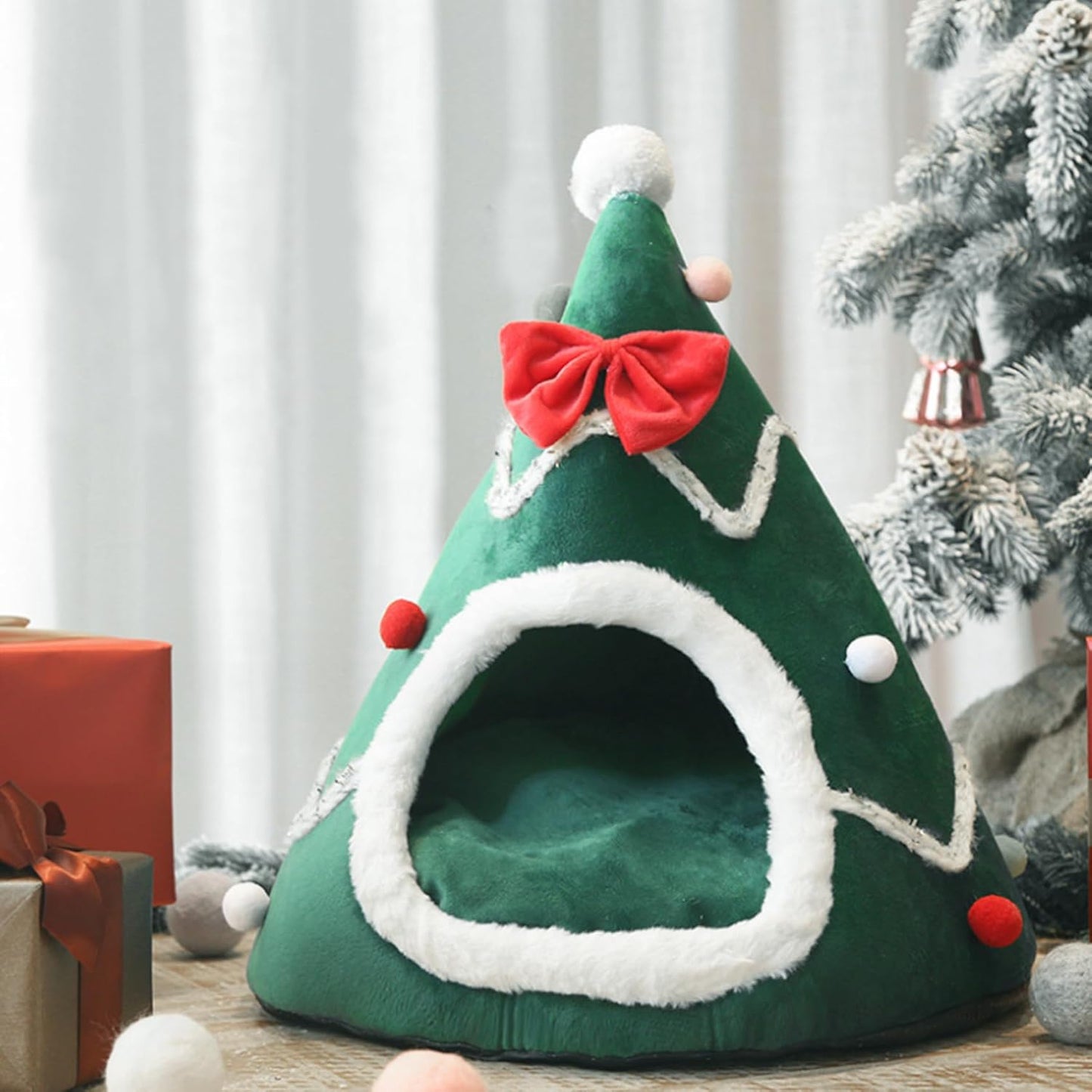 Tepee de mascotas grande para mascotas navideño