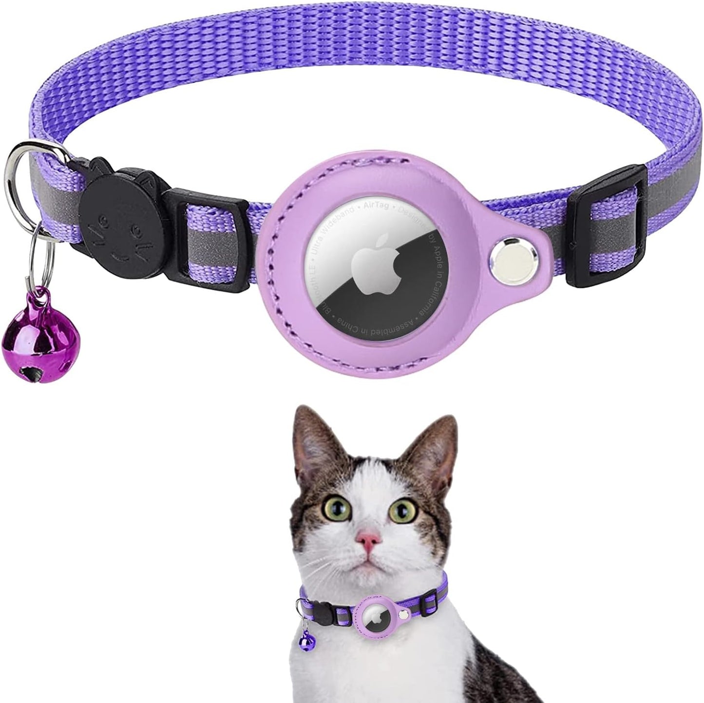 Collar reflectante de gatos para Airtag (rastreador)