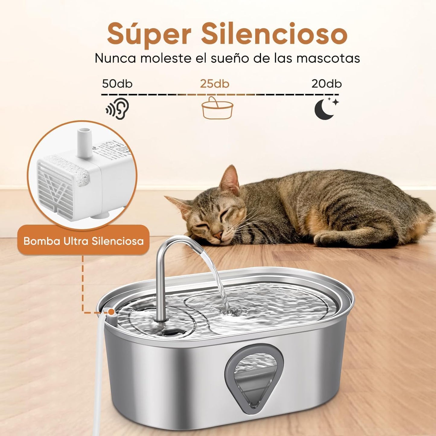 Fuente eléctrica de acero para mascotas 3.2 litros Modelo WF170