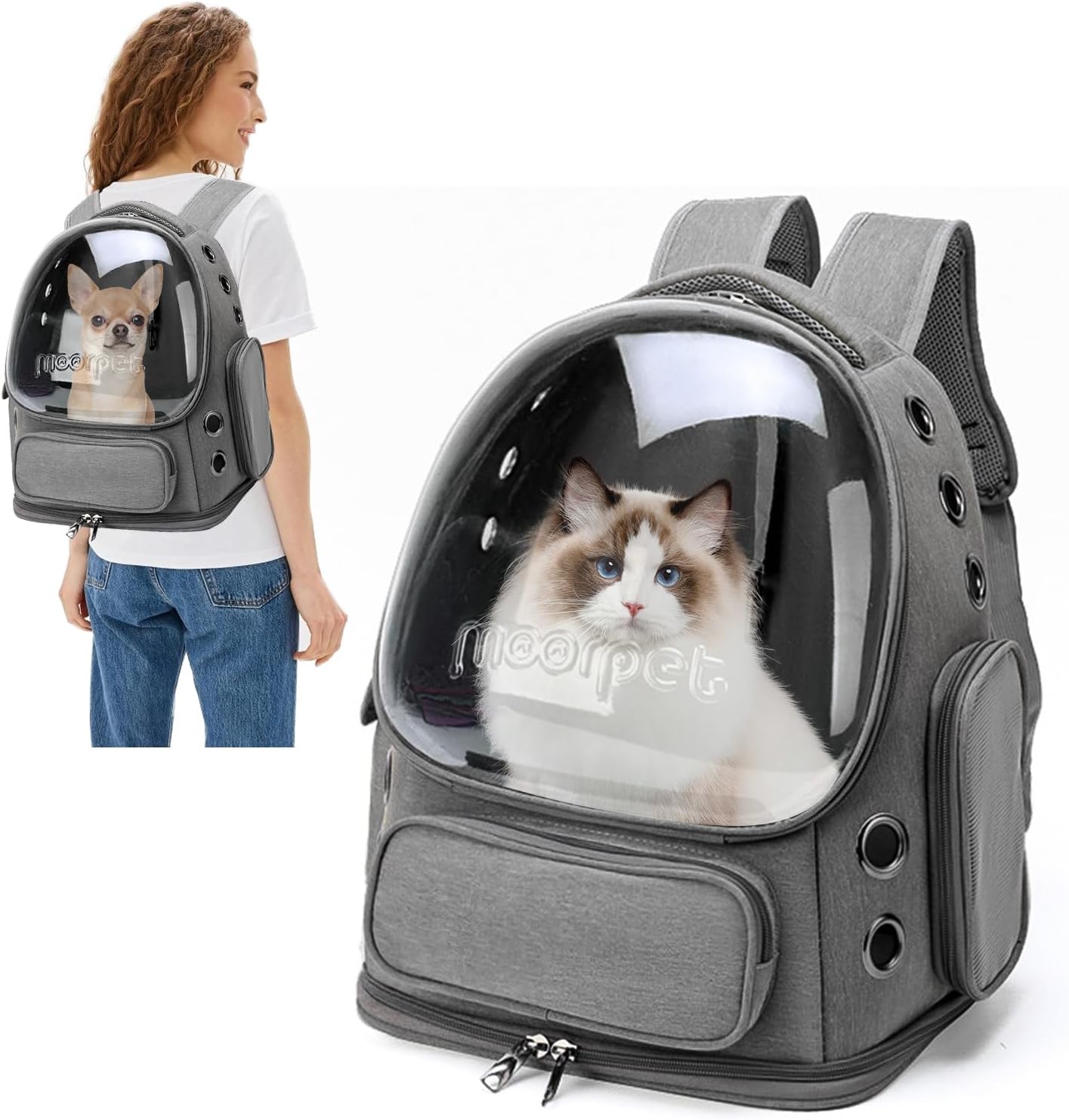 Mochila burbuja transportadora para perros y gatos