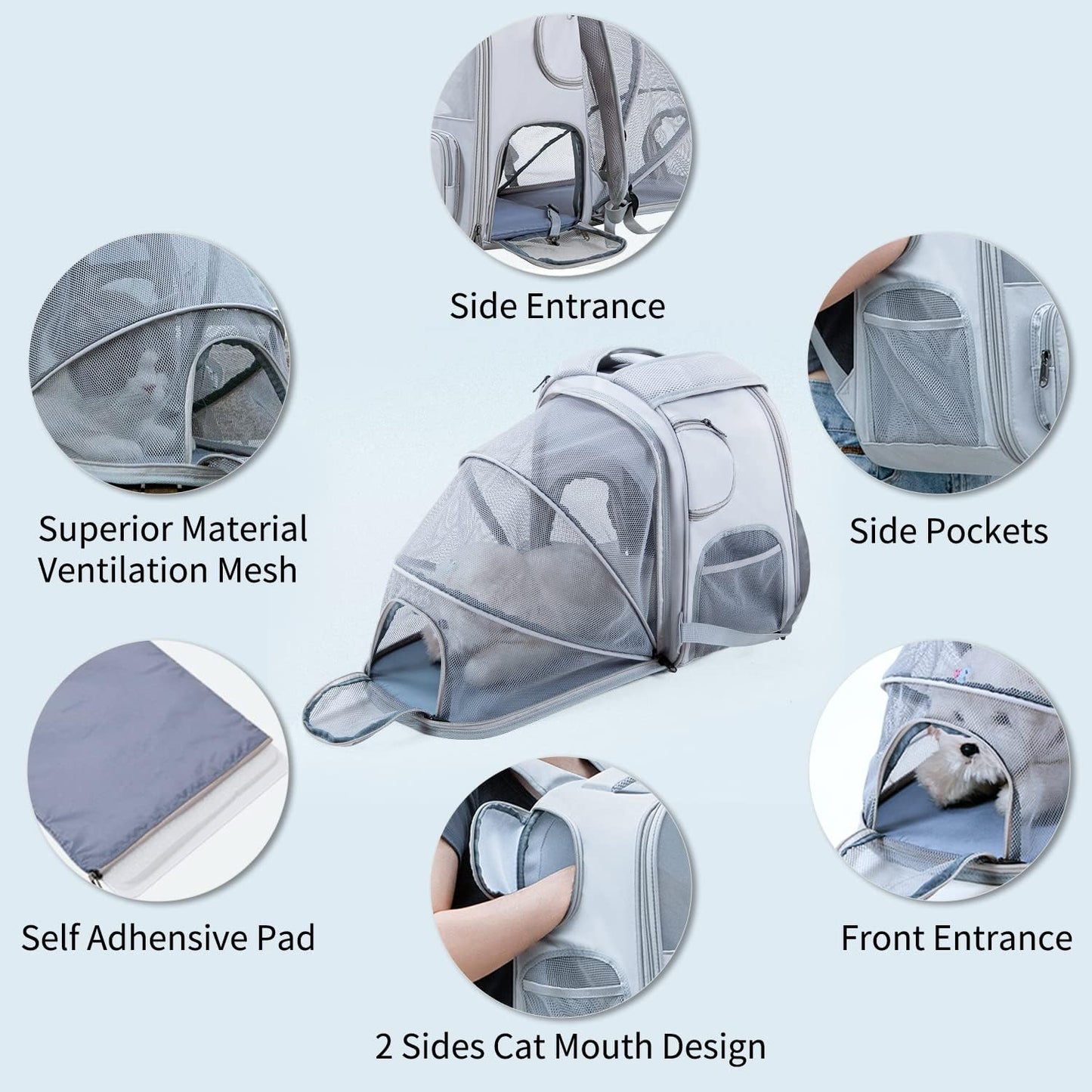 Mochila para gatos transpirable Expandible