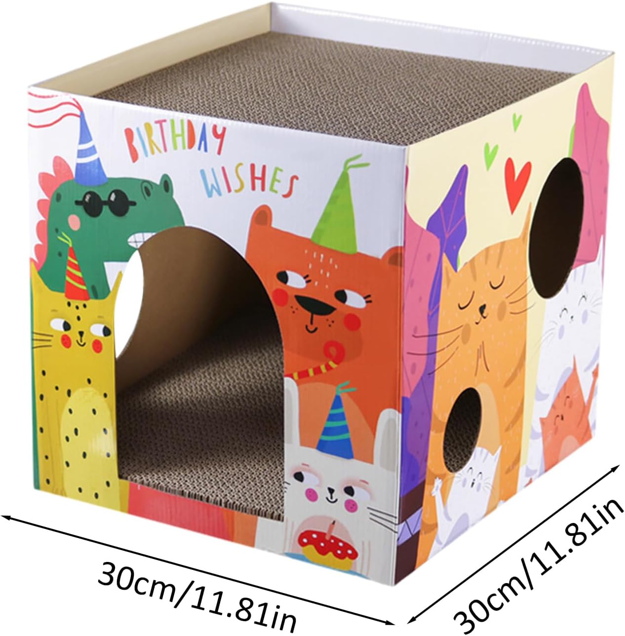 Casa de cartón rascador para gato