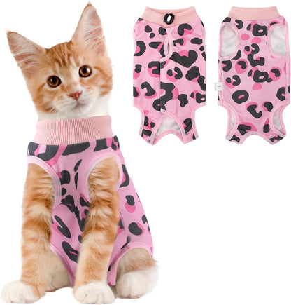 Traje postoperatorio para gatos #T39 estampado leopardo
