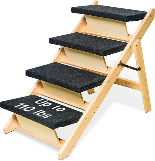 Escaleras con escalones plegables de madera para mascotas