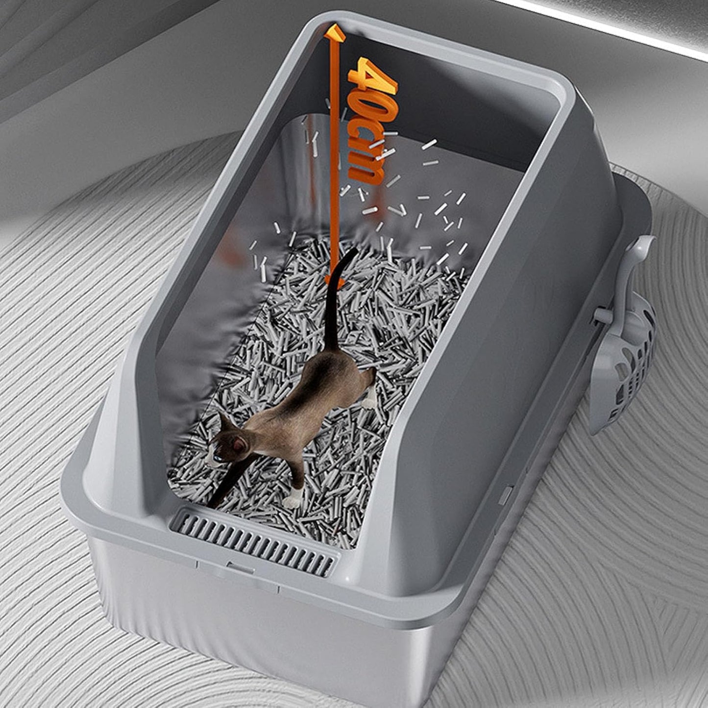 Arenero de acero abierto alto gris 60*40*40cm