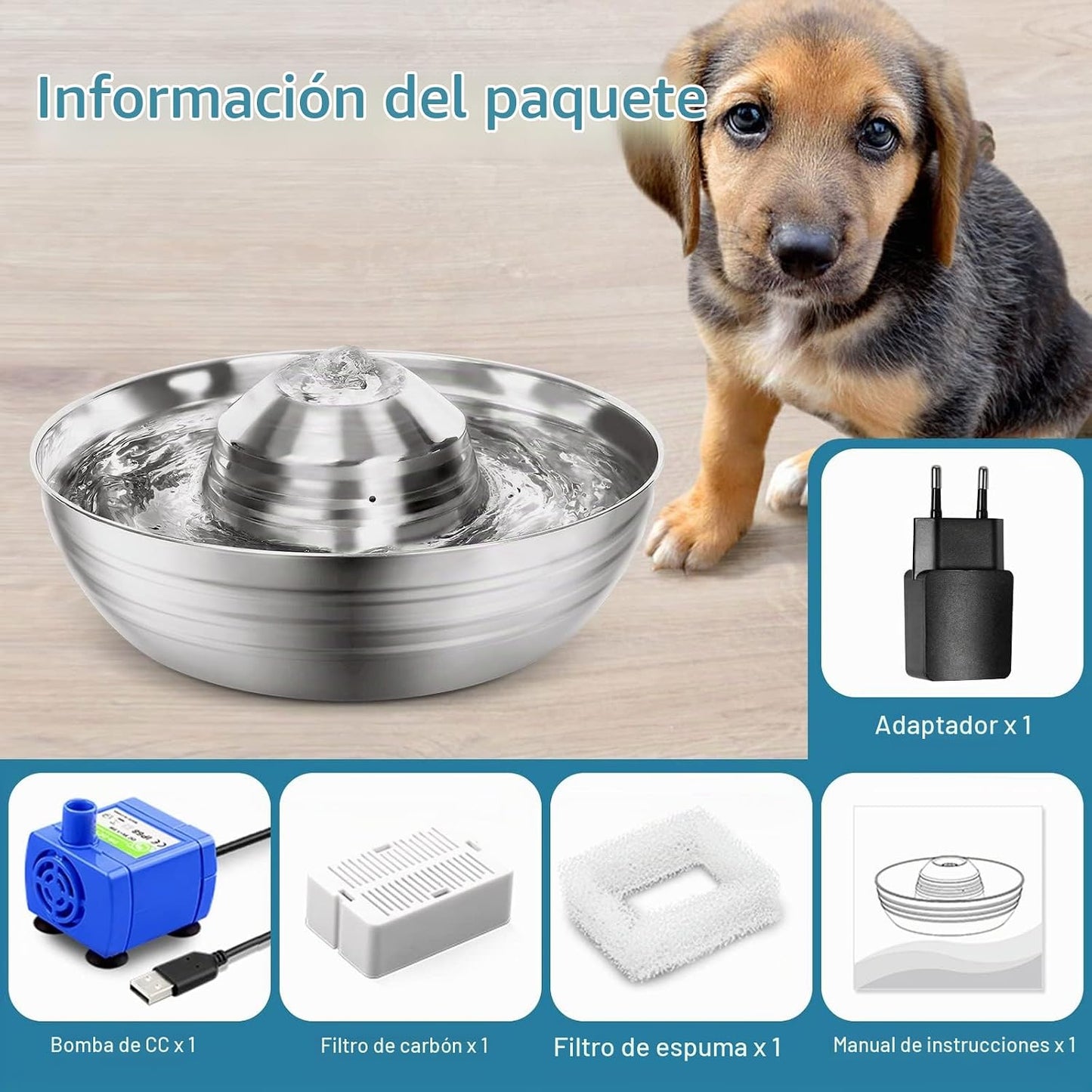 Fuente de acero para mascotas modelo FT560 2L