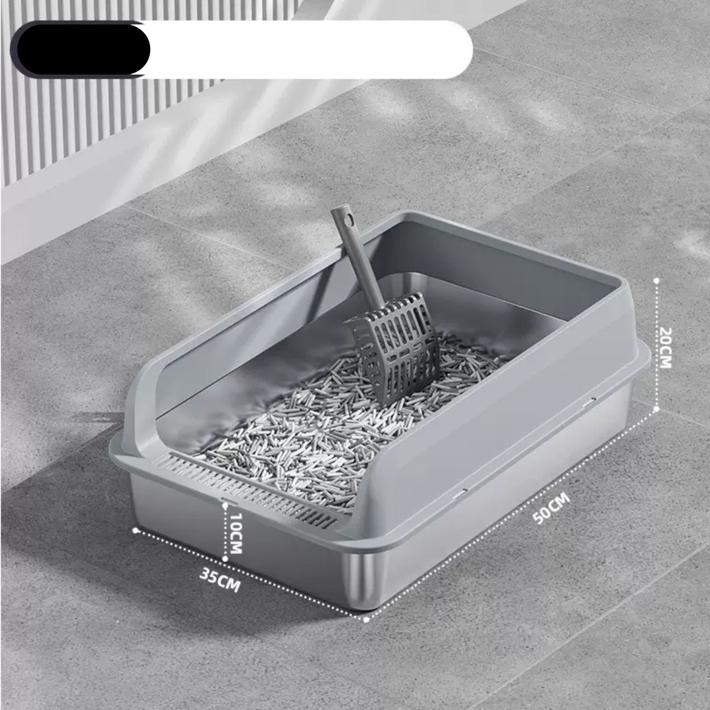 Arenero de acero inoxidable  abierto para gatos (Dos tamaños)