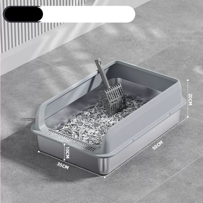 Arenero de acero inoxidable  abierto para gatos (Dos tamaños)