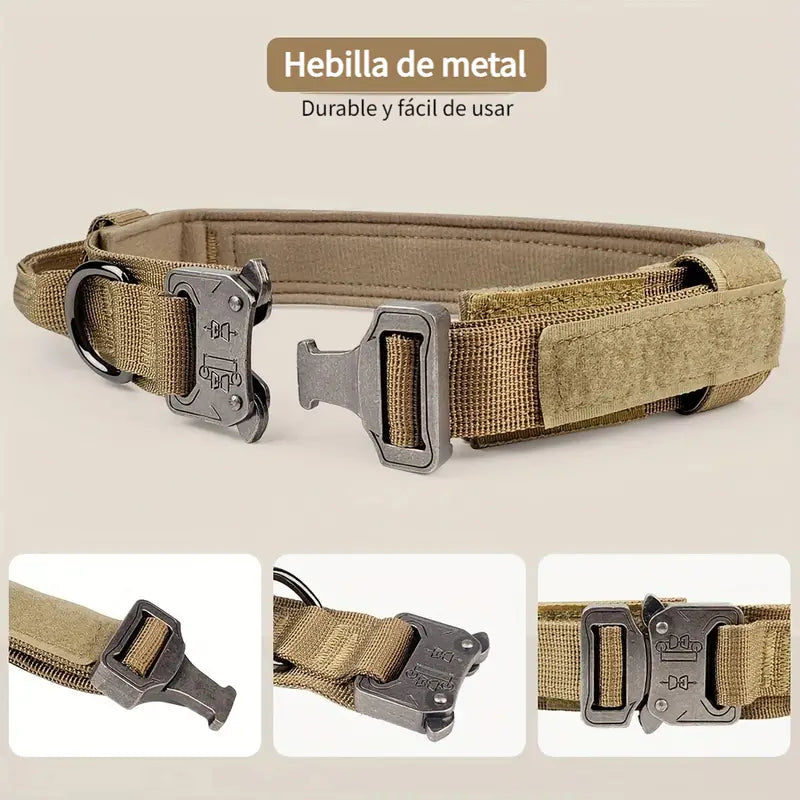 Collar de nailon táctico con hebilla para razas grandes