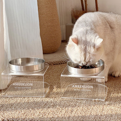 Plato elevado transparente con plato de acero inoxidable