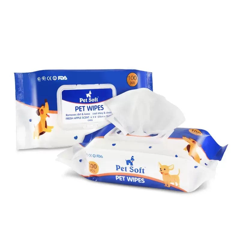 Toallas húmedas para mascotas Pet Soft 100pcs