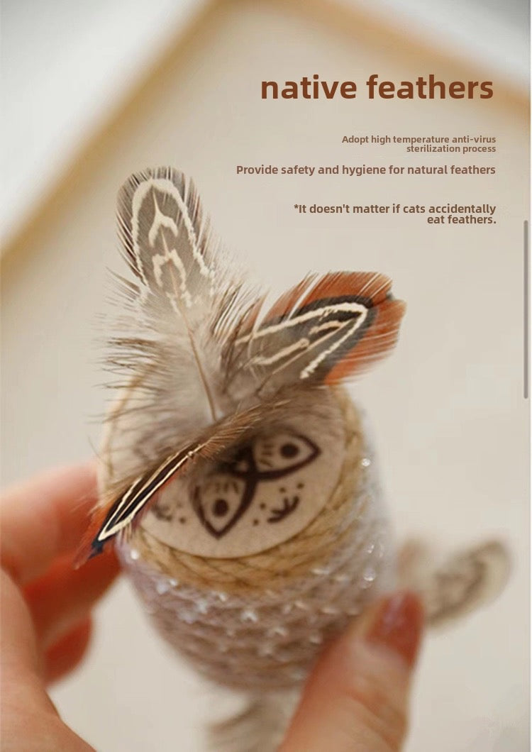 Juguete para gatos de rollito de sisal con plumas 15cm