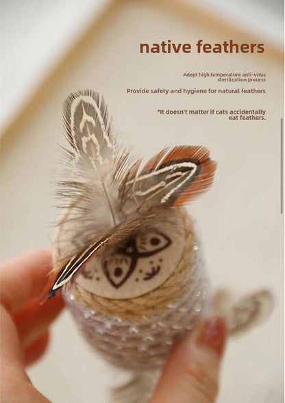 Juguete para gatos de rollito de sisal con plumas 15cm