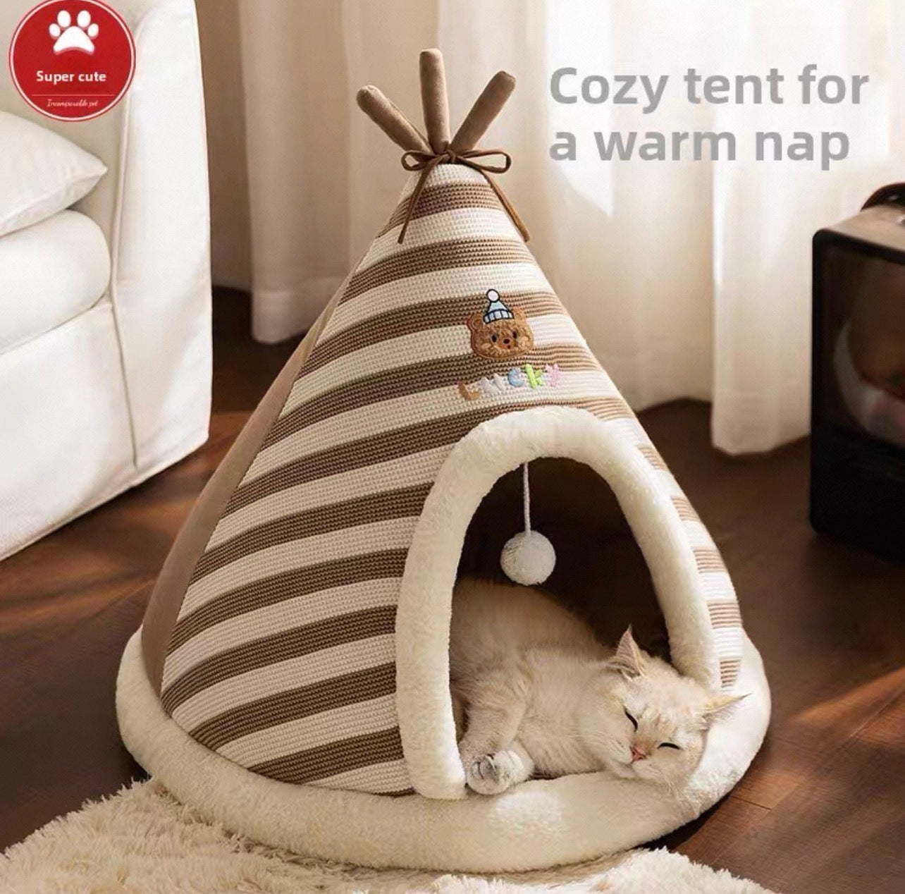 Teepee (Tipi) acolchado para mascotas tamaño L