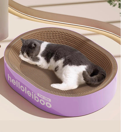 Rascador de cartón ovalado celeste para gatos 60*40cm