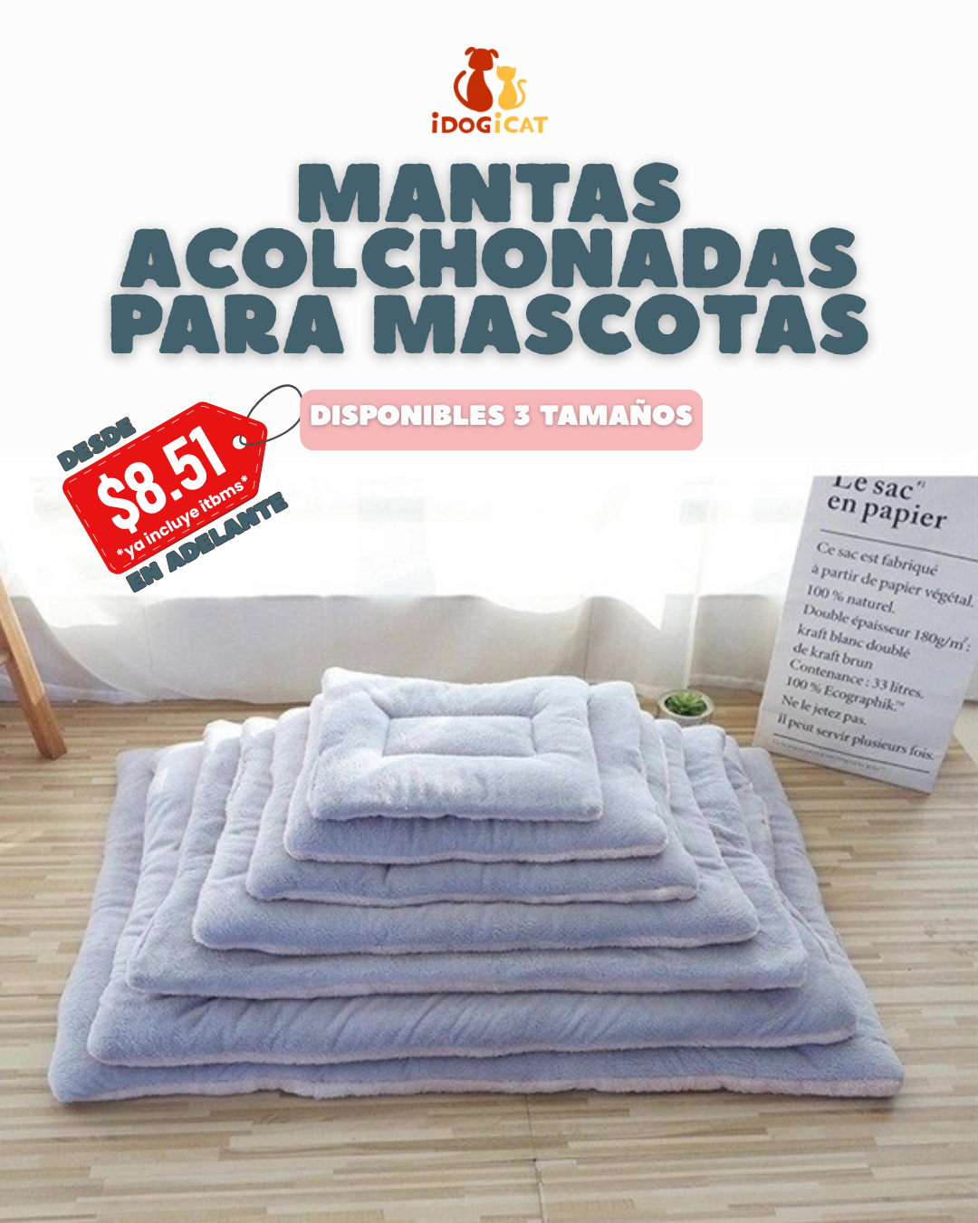 Colcha de algodón para mascotas (3 tamaños)