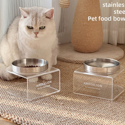 Plato elevado transparente con plato de acero inoxidable