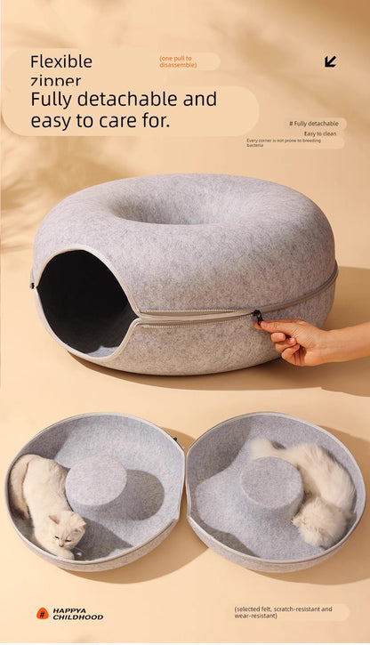 Túnel para gatos estilo dona de fieltro