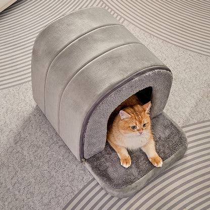 Casita de algodón gris para perros y gatos