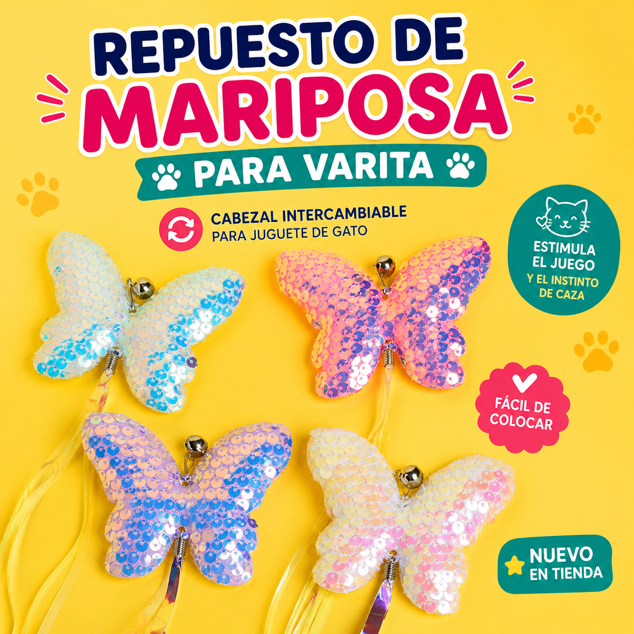 Repuesto de cañita mariposa brillante