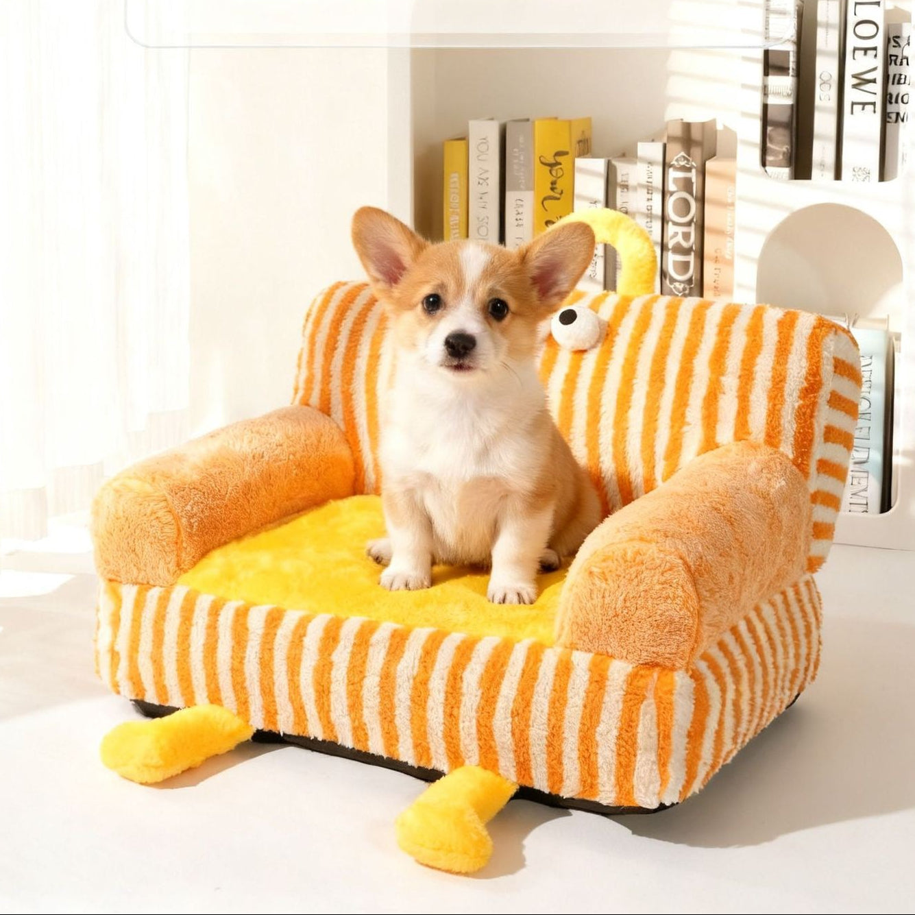 Sofá para mascotas lavable naranja (Tamaño L 62x43cm)