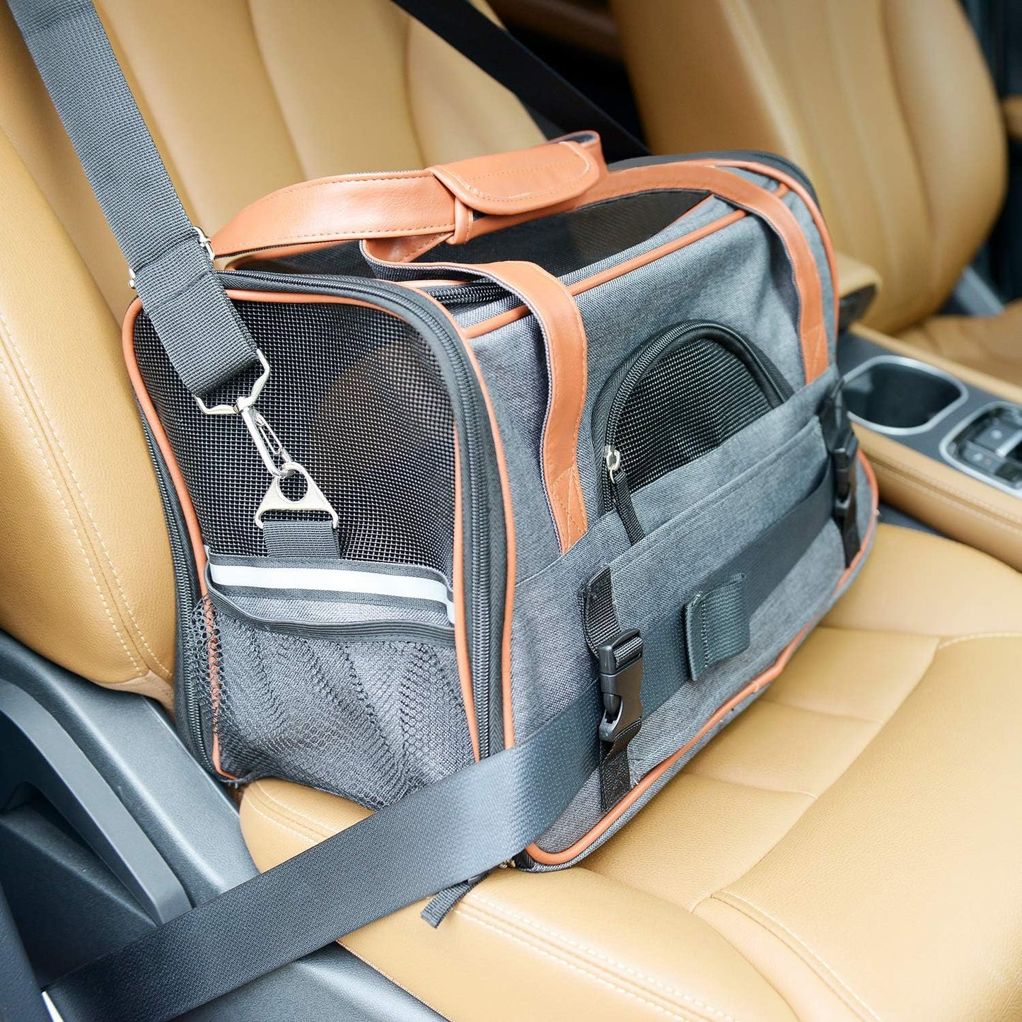 Bolso transportador naranja con gris