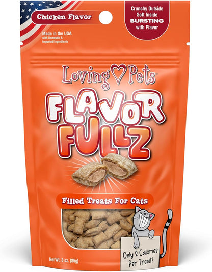 Snacks para Gato Loving Pets: Snacks seco con relleno de pollo, tuna o salmon, 3 oz (85g)