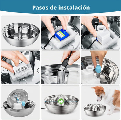 Fuente de acero para mascotas modelo FT560 2L