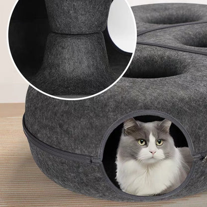 Túnel de dona triple para gatos gris oscuro
